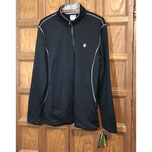 New IZOD Golf1 Quarter Zip Mock Neck Mens Size  XL Black Long Sleeve Sun Control